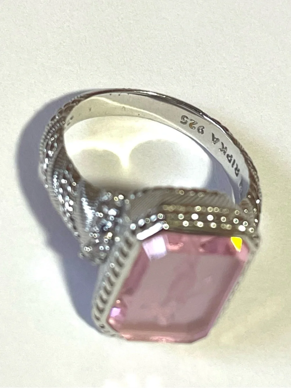 Judith Ripka Pink Crystal Cameo Ring in Silver Tone - Picture 2 of 16